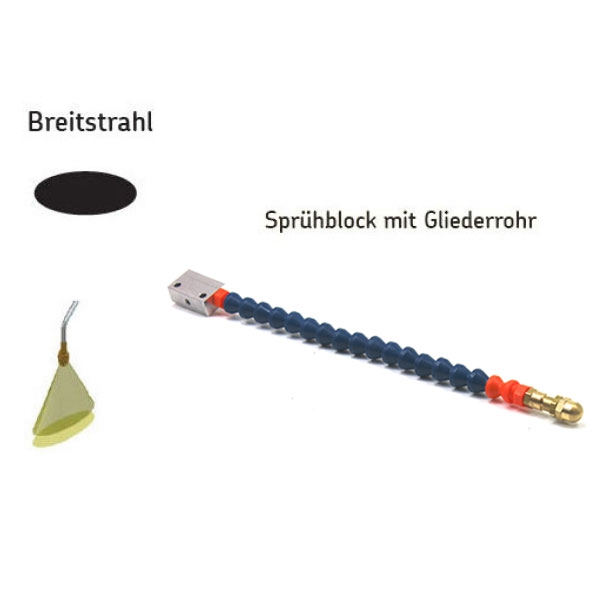 Zentralschmierung Sprühblock - mit Breitstrahl - Winkel: ca. 20/60° - Abstand: 100 mm